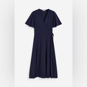 H&M Blue Midi Flutter Sleeve Dress